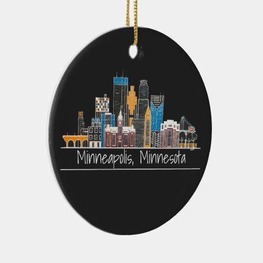 Minneapolis, MN Skyline Ceramic Ornament (Rechts)