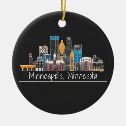 Minneapolis, MN Skyline Ceramic Ornament (Voorkant)