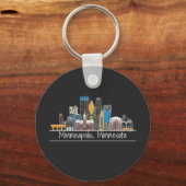 Minneapolis, MN Skyline Sleutelhanger (Voorkant)