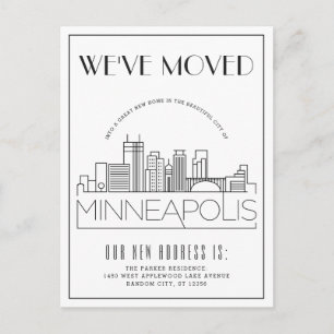 Minneapolis Modern Deco   Nieuw Adres Aankondigingskaart