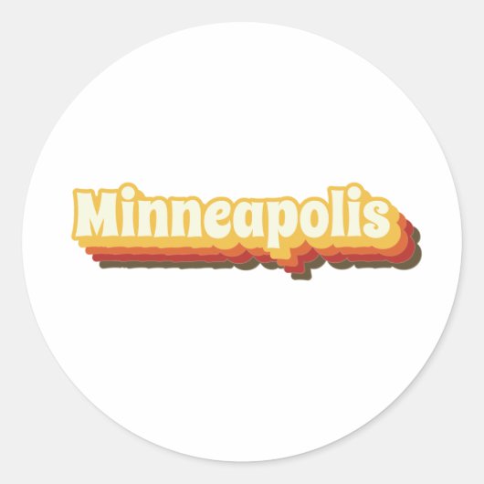 Minneapolis Retro  tekst Ronde Sticker (Voorkant)