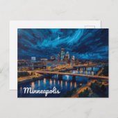 Minneapolis Riverfront City Art Briefkaart (Voorkant / Achterkant)