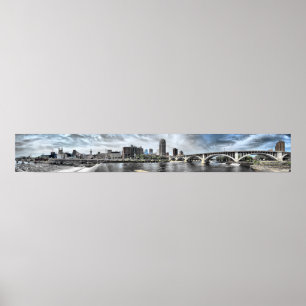 Minneapolis Riverfront Panorama met een breedte va Poster