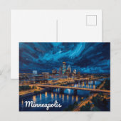 Minneapolis Rivierfront Stadskunst Briefkaart (Voorkant / Achterkant)