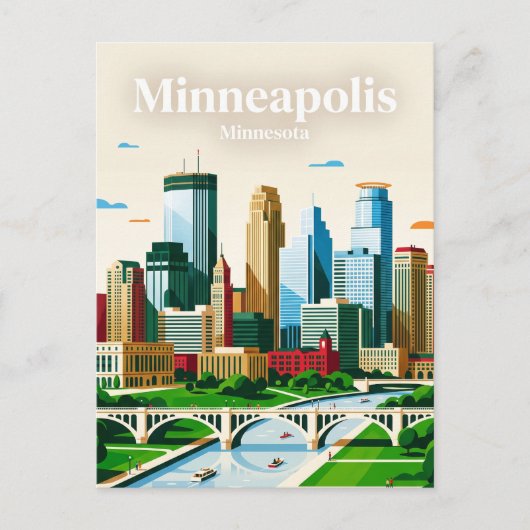 Minneapolis Silhouet USA Briefkaart (Voorkant)