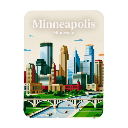Minneapolis Silhouet USA Magneet (Verticaal)