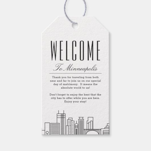 Minneapolis Silhouette | Welkomstbericht Cadeautag Cadeaulabel (Voorkant)