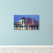 Minneapolis Skyline bij nacht Canvas Afdruk (Insitu (Houten vloer))