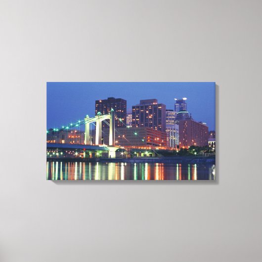 Minneapolis Skyline bij nacht Canvas Afdruk (Voorkant)