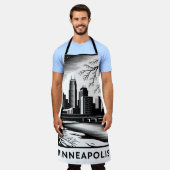 Minneapolis Skyline Black and White Woodcut Winter Schort (Gedragen)