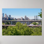 Minneapolis Skyline en Bridges Poster (Voorkant)