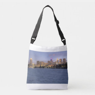 minneapolis skyline en diepgevroren mississippi crossbody tas