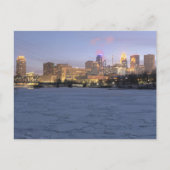 minneapolis skyline en diepgevroren mississippi, p briefkaart (Voorkant)