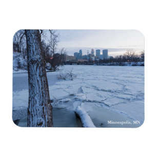 minneapolis skyline en icy mississippi magneet