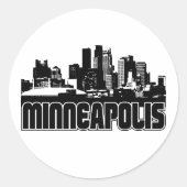 Minneapolis Skyline Ronde Sticker (Voorkant)