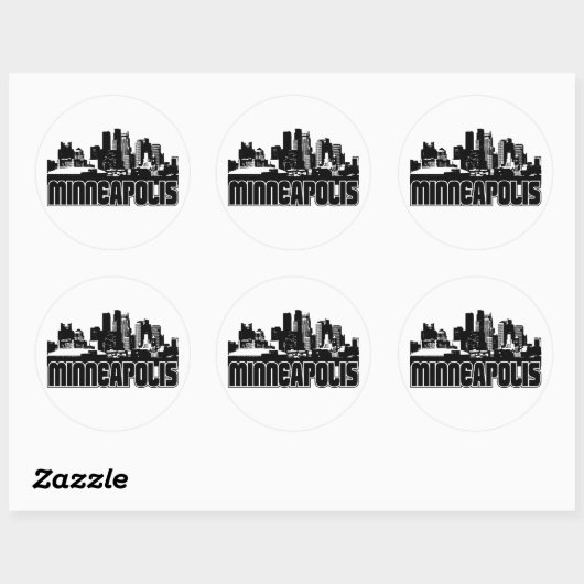 Minneapolis Skyline Ronde Sticker (Vel)