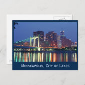 Minneapolis Skyline 's nachts Briefkaart (Voorkant / Achterkant)