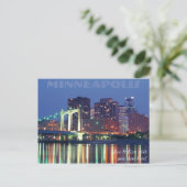 Minneapolis Skyline 's nachts Briefkaart (Staand voorkant)