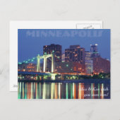 Minneapolis Skyline 's nachts Briefkaart (Voorkant / Achterkant)