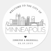 Minneapolis Skyline | Welkomstbericht voor bruilof Ronde Sticker (Voorkant)