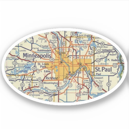 Minneapolis St. Paul Map Sticker (Voorkant)