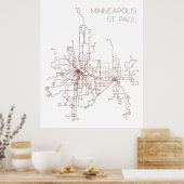 Minneapolis-St. Paul Transit Routes (Afdruk) Poster (Keuken)
