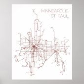 Minneapolis-St. Paul Transit Routes (Afdruk) Poster (Voorkant)