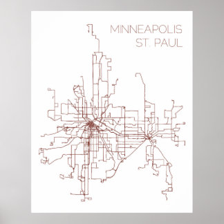 Minneapolis-St. Paul Transit Routes (Afdruk) Poster