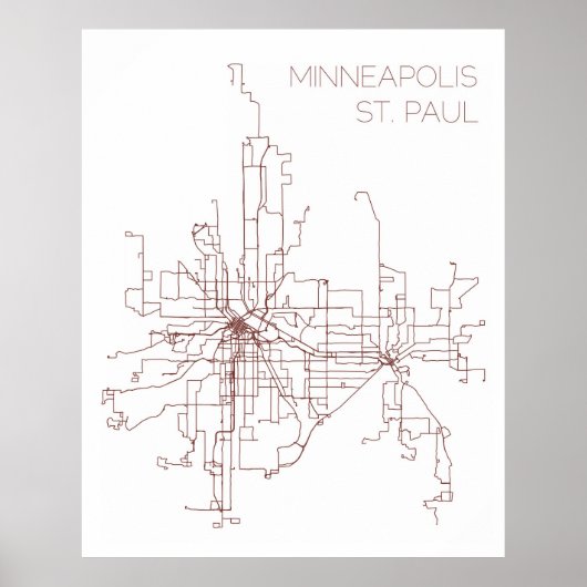 Minneapolis-St. Paul Transit Routes (Afdruk) Poster (Voorkant)
