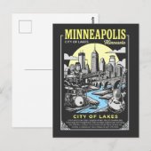 Minneapolis Stad Minnesota Stad van Meren Briefkaart (Voorkant / Achterkant)