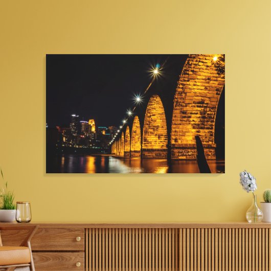 Minneapolis Stone Arch Bridge Canvas Afdruk (Insitu (Woonkamer))