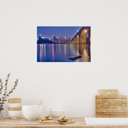 Minneapolis Stone Arch Bridge op Twilight Poster (Keuken)