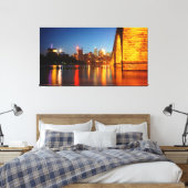 Minneapolis Stone Arch Bridge 's nachts Canvas Afdruk (Insitu (Slaapkamer))