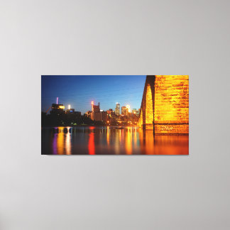 Minneapolis Stone Arch Bridge 's nachts Canvas Afdruk