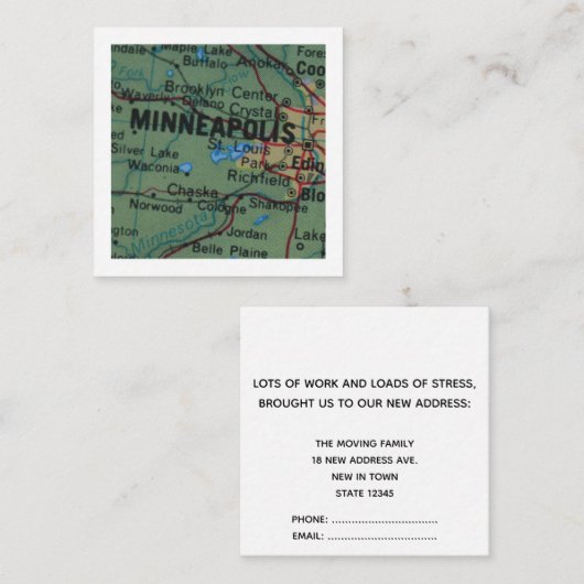 minneapolis We hebben nieuwe adres Kaart verplaats (Voorkant / Achterkant)