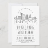Minneapolis Wedding | gestileerde skyline-uitnodig Kaart (Voorkant)