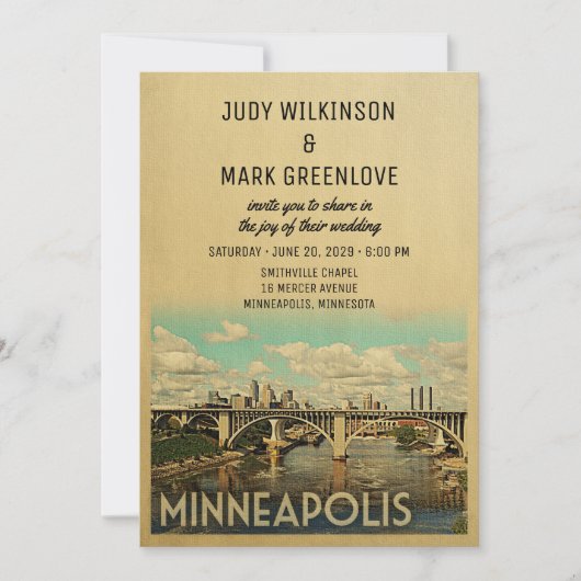 Minneapolis Wedding Invitation  midden in de eeuw Kaart (Voorkant)