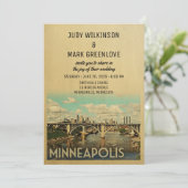 Minneapolis Wedding Invitation  midden in de eeuw Kaart (Staand voorkant)