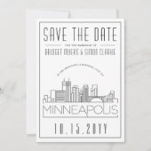 Minneapolis Wedding Skyline Save the Date Kaart (Voorkant)