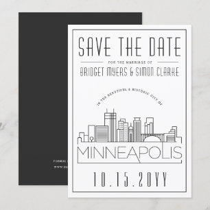 Minneapolis Wedding Skyline Save the Date Kaart