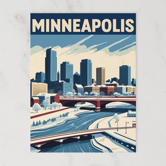 Minneapolis Winter Cityscape Briefkaart