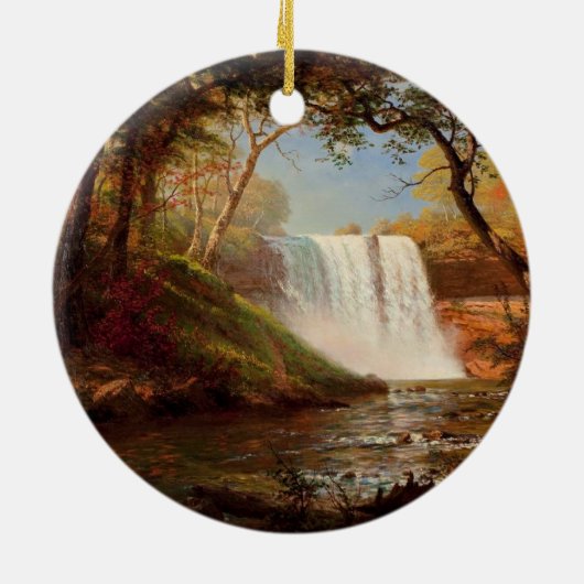 Minnehaha Falls, kunstwerk door Albert Bierstadt, Keramisch Ornament (Achterkant)
