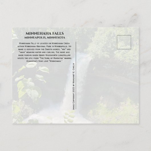 Minnehaha Falls, Minnehaha Park, Minneapolis, MN Briefkaart (Achterkant)