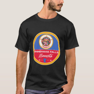 Minnehaha Herfsten Minnesota MN State Flag Badge T-shirt