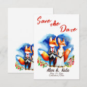 Minnelijk Vos Koppel Trouw Save the Date Aankondig (Voorkant / Achterkant)