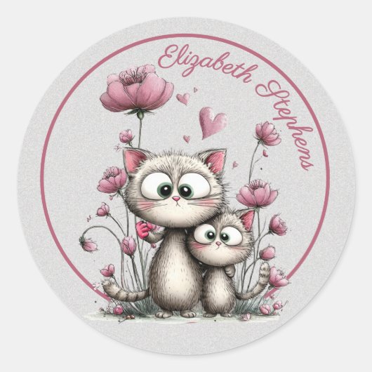 Minnelijke katten in bloementuin sticker (Voorkant)
