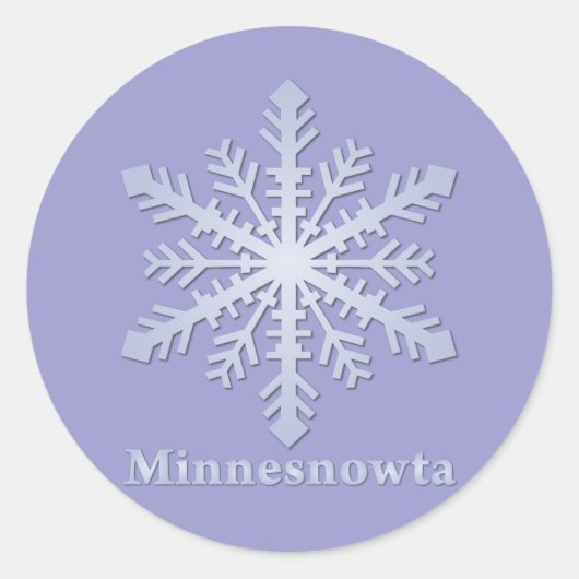 Minnesnowta Blue Snowflake Ronde Sticker (Voorkant)