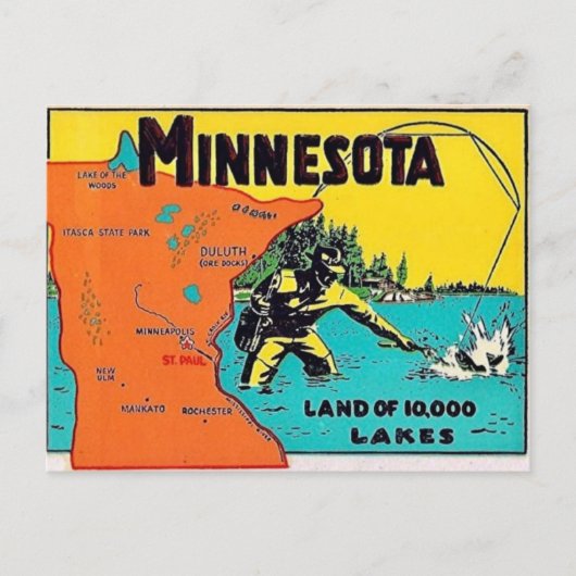Minnesota 10.000 Meren Ansichtkaart Briefkaart (Voorkant)