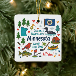 Minnesota Aangepaste Familie Reis Kerstmis Keramisch Ornament