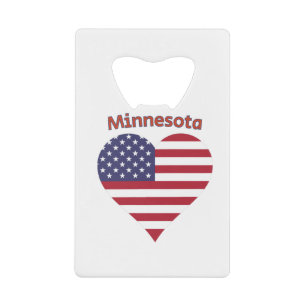 Minnesota Amerikaanse Vlag Hart Creditkaart Flessenopener